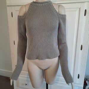 Forever 21 Cutout gray ribbed sweater, size large